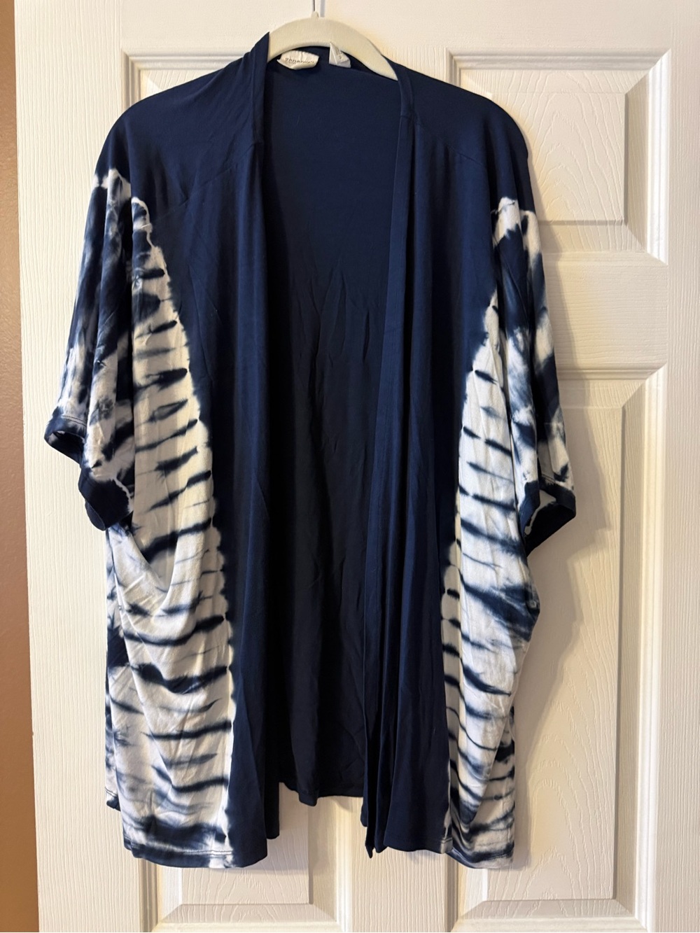 Chicos Zenergy Open Front Cardigan L/XL Navy Tie Dye